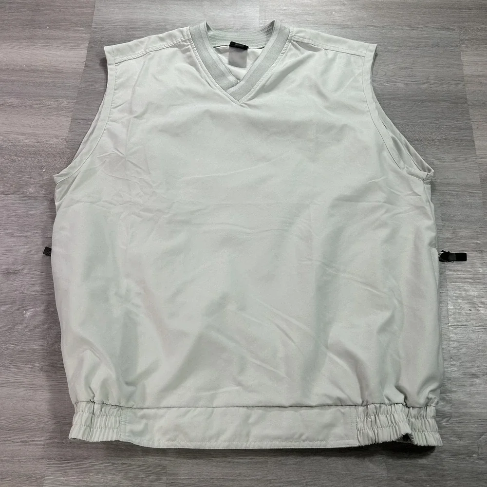 Nike Golf Vest Mens Large Gray Windbreaker V Neck‎ Pullover Elastic Hem Lined
